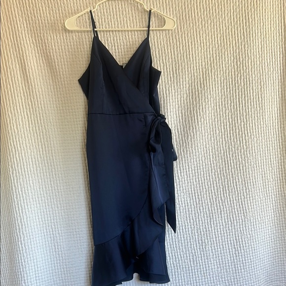 Aqua Midnight Blue Asymmetrical Dress - Picture 1 of 11